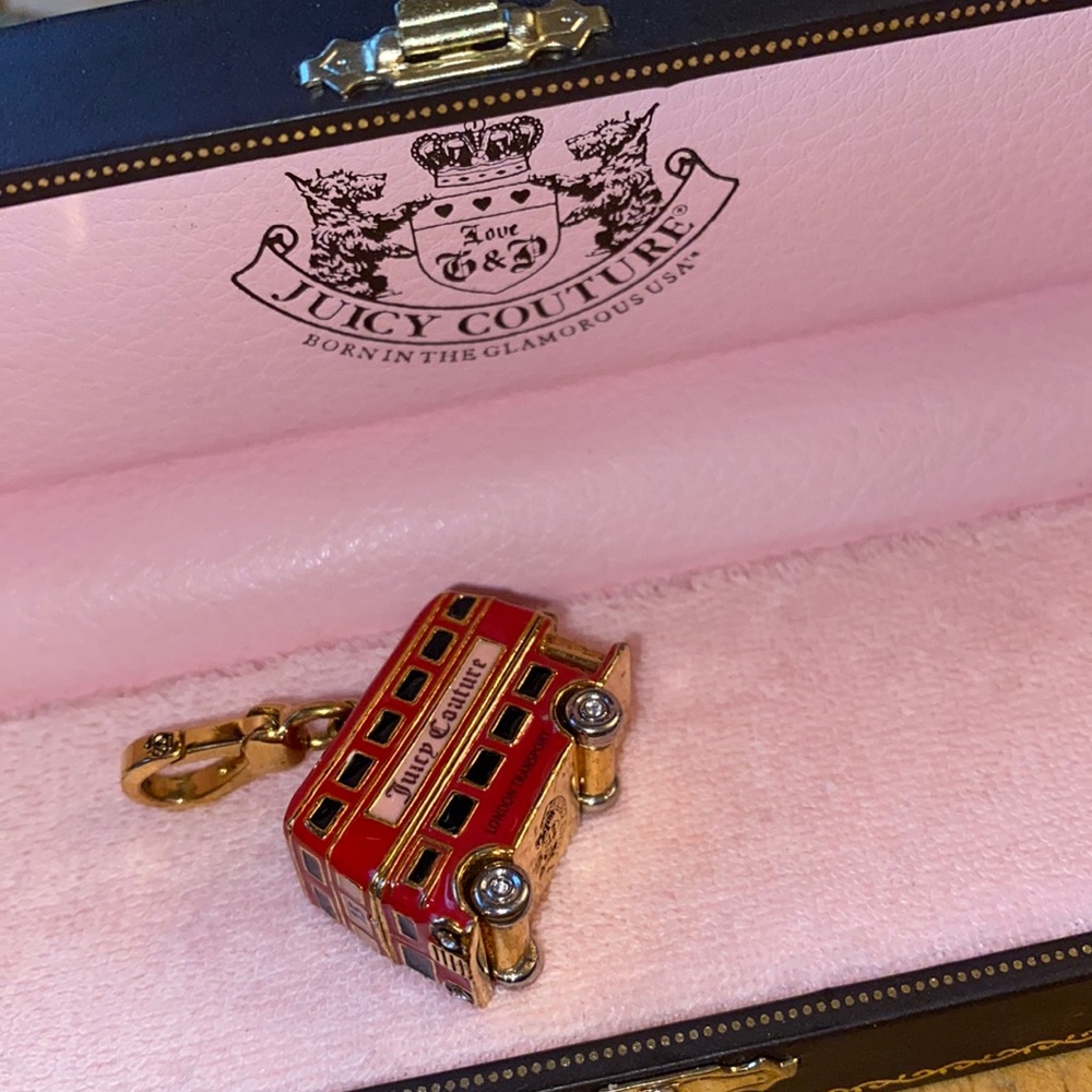 JUICY COUTURE London Double Decker Bus Charm Red Gold Limited RARE HTF!